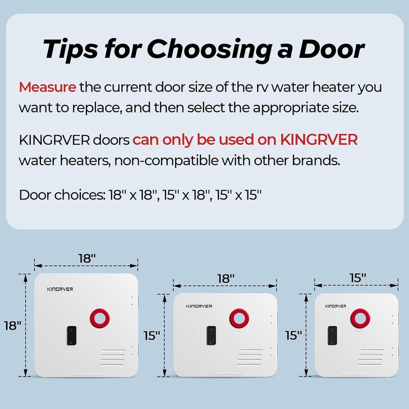 KINGRVER 18 x 18 Inches White Door kit - This Only for RV Tankless Water Heaters without Door, Water Heater not Included, Galvanized Steel - Image 2